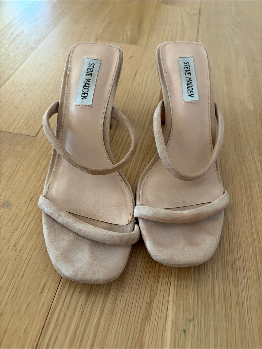 Steve Madden Beige Suede Strappy Slide Heels
